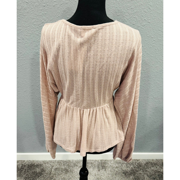 Peach Lane Mauve Long-Sleeve Peplum Surplice Top, Size M, NEW - Picture 5 of 8